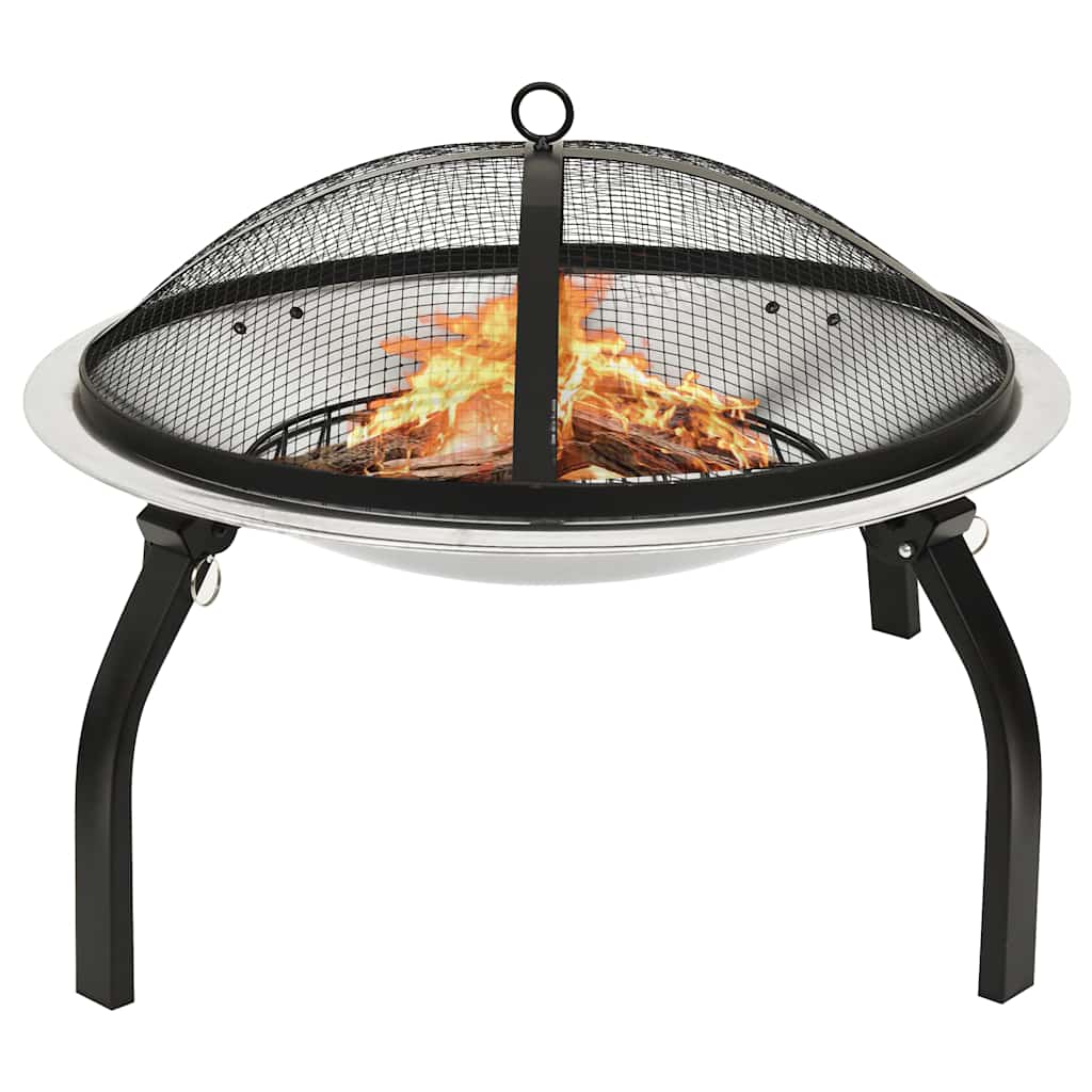 2-in-1 Feuerstelle und Grill mit Schürhaken 56x56x49 cm Stahl