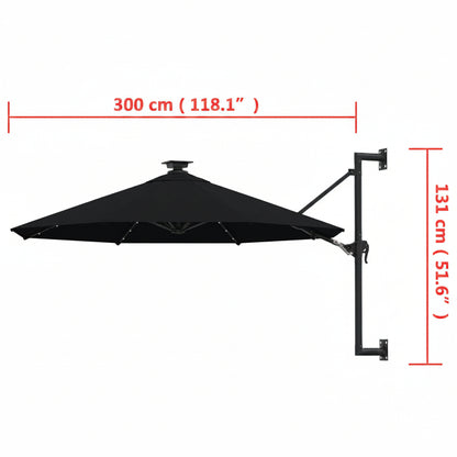Sonnenschirm Zur Wandmontage Mit Leds 300 Cm