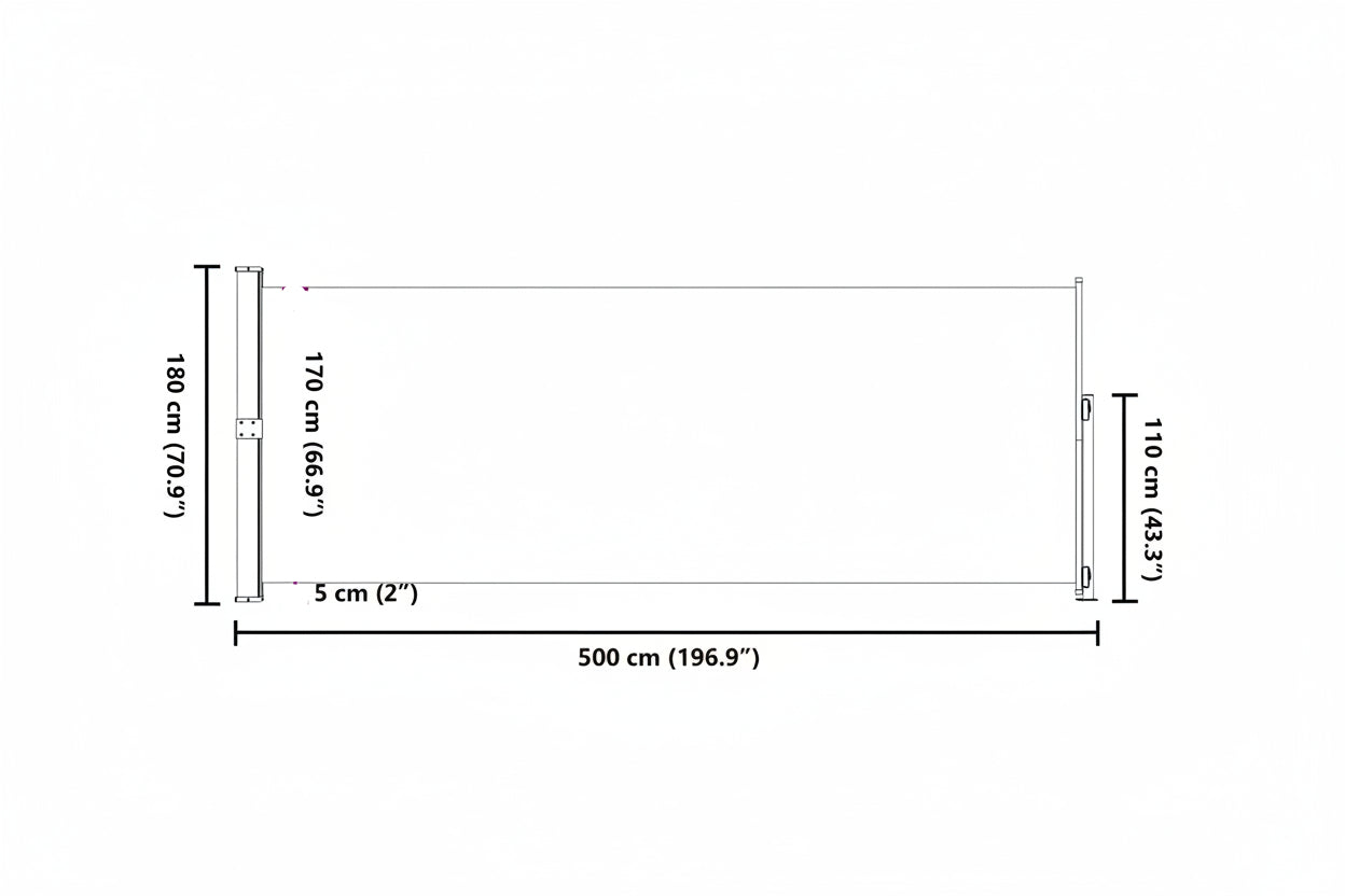 Seitenmarkise Ausziehbar 180x500 cm Rot