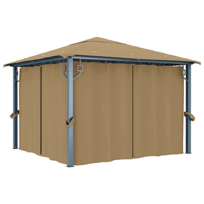 Pavillon Mit Vorhängen 300 X 300 Cm Aluminium