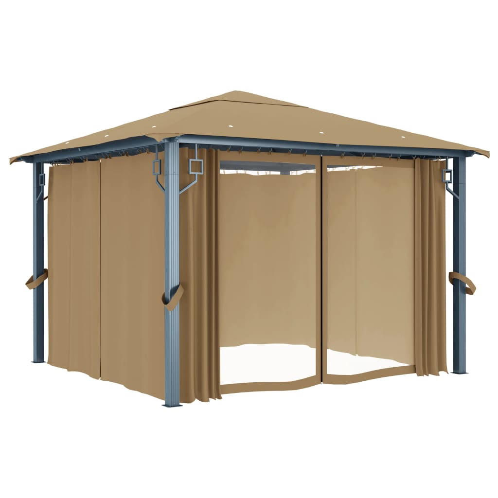 Pavillon mit Vorhängen 300 x 300 cm Creme Aluminium
