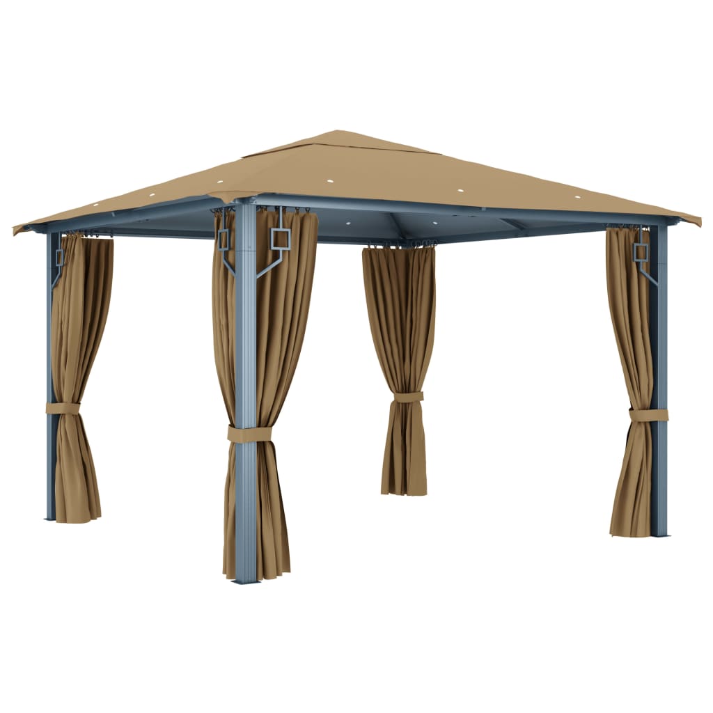 Pavillon mit Vorhängen 300 x 300 cm Creme Aluminium
