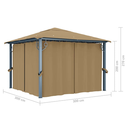 Pavillon mit Vorhängen 300 x 300 cm Creme Aluminium