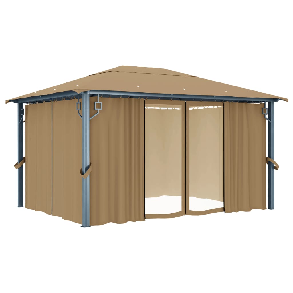 Pavillon mit Vorhängen 300 x 300 cm Creme Aluminium
