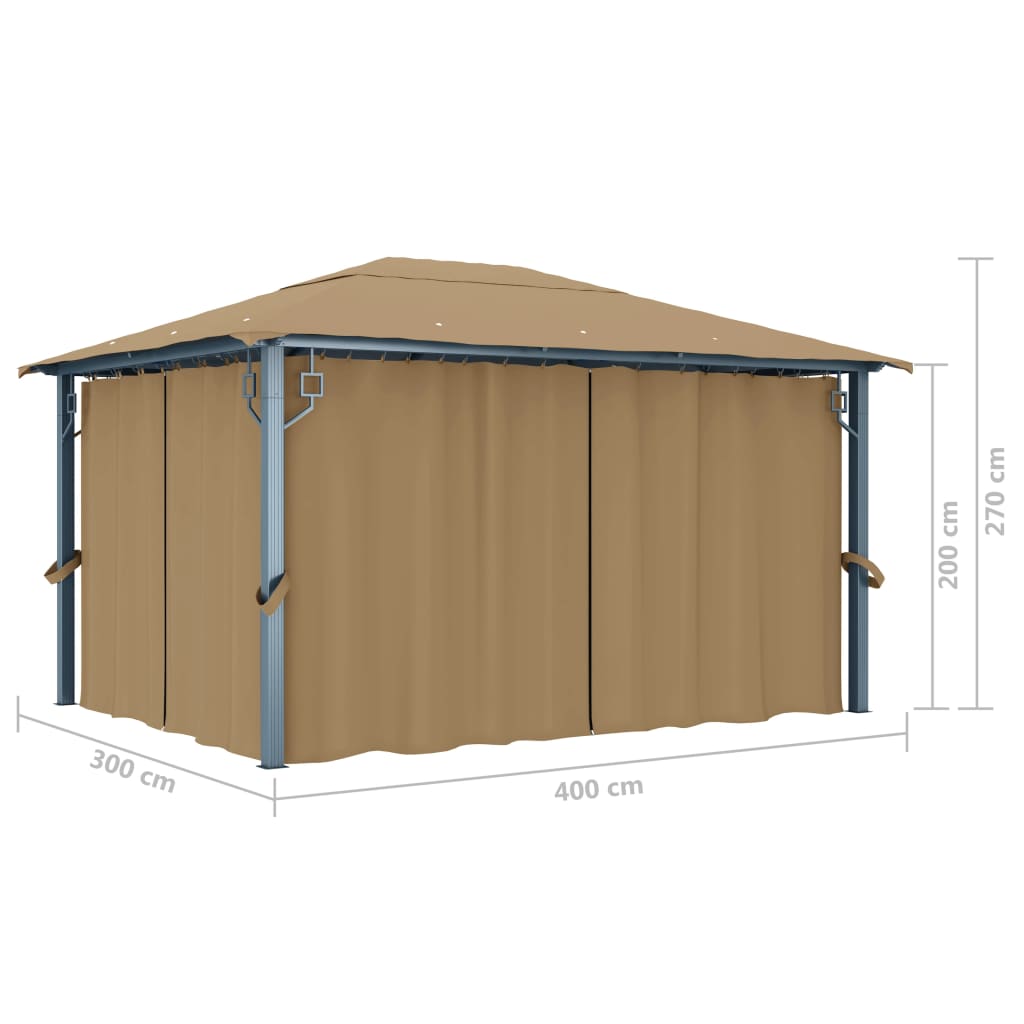 Pavillon mit Vorhängen 300 x 300 cm Creme Aluminium