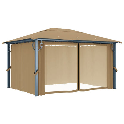 Pavillon mit Vorhängen 300 x 300 cm Creme Aluminium