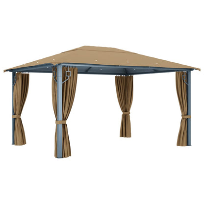Pavillon mit Vorhängen 300 x 300 cm Creme Aluminium