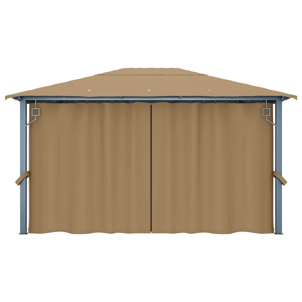 Pavillon mit Vorhängen 300 x 300 cm Creme Aluminium