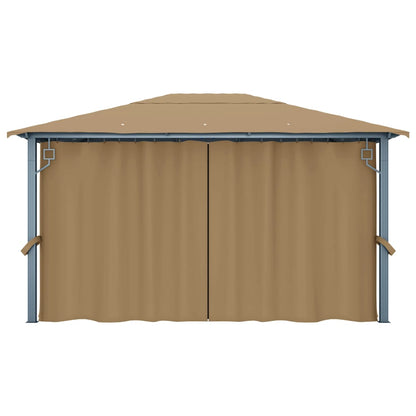 Pavillon mit Vorhängen 300 x 300 cm Creme Aluminium
