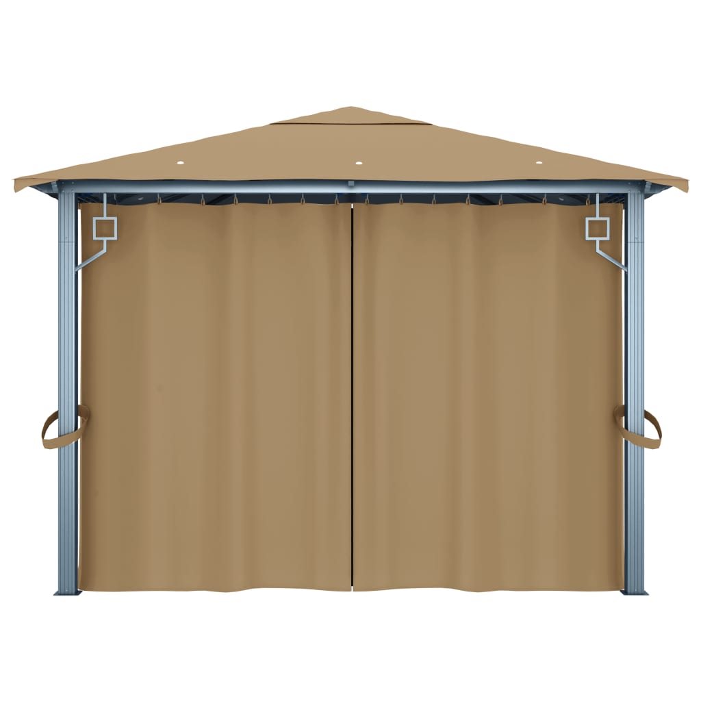 Pavillon mit Vorhängen 300 x 300 cm Creme Aluminium
