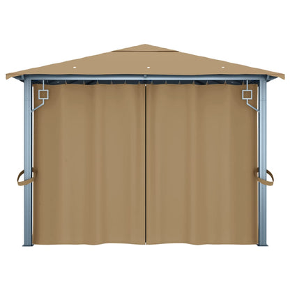 Pavillon mit Vorhängen 300 x 300 cm Creme Aluminium