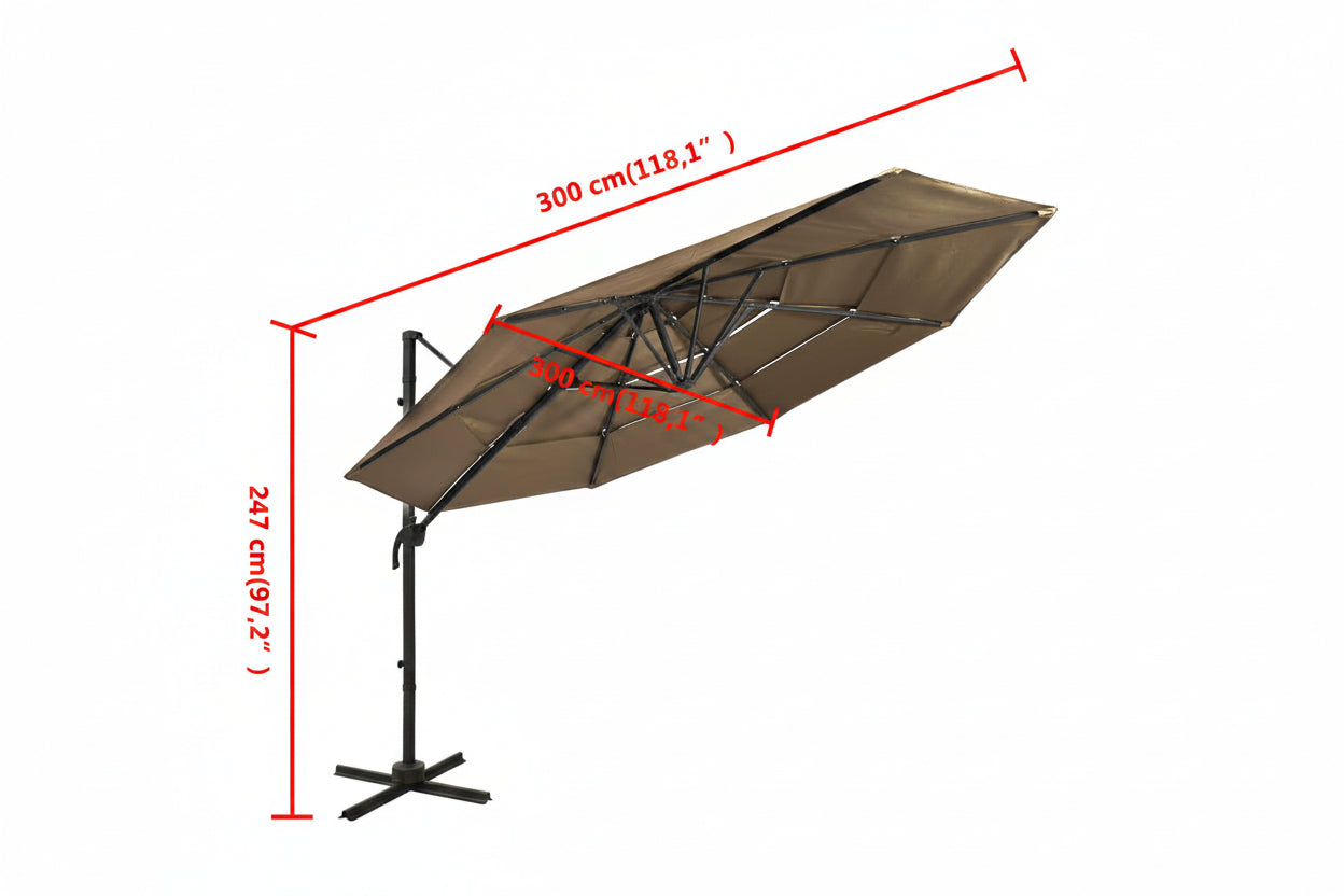 Sonnenschirm Mit Aluminium-Mast 4-Lagig 3X3 M