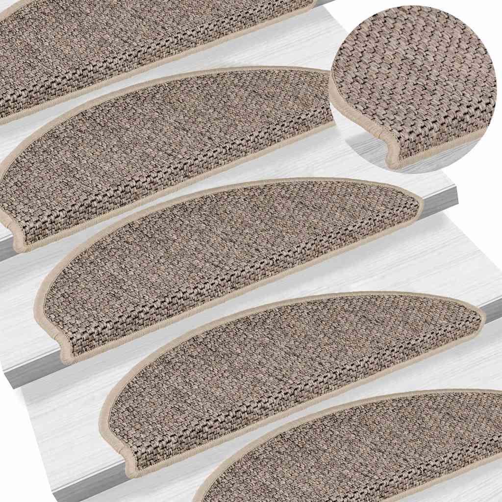 Treppenmatten Selbstklebend Sisal-Look 15 Stk. 65x21x4 Platina