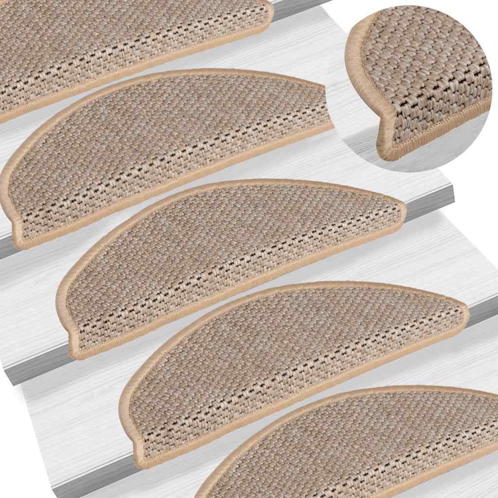 Treppenmatten Selbstklebend Sisal-Look 15 Stk. 65x21x4 Platina