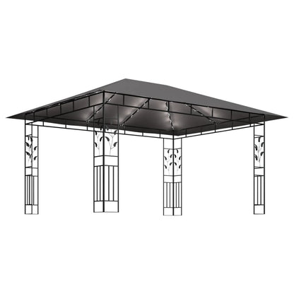 Pavillon mit Moskitonetz & LED-Lichterkette 4x3x2,73m Cremeweiß