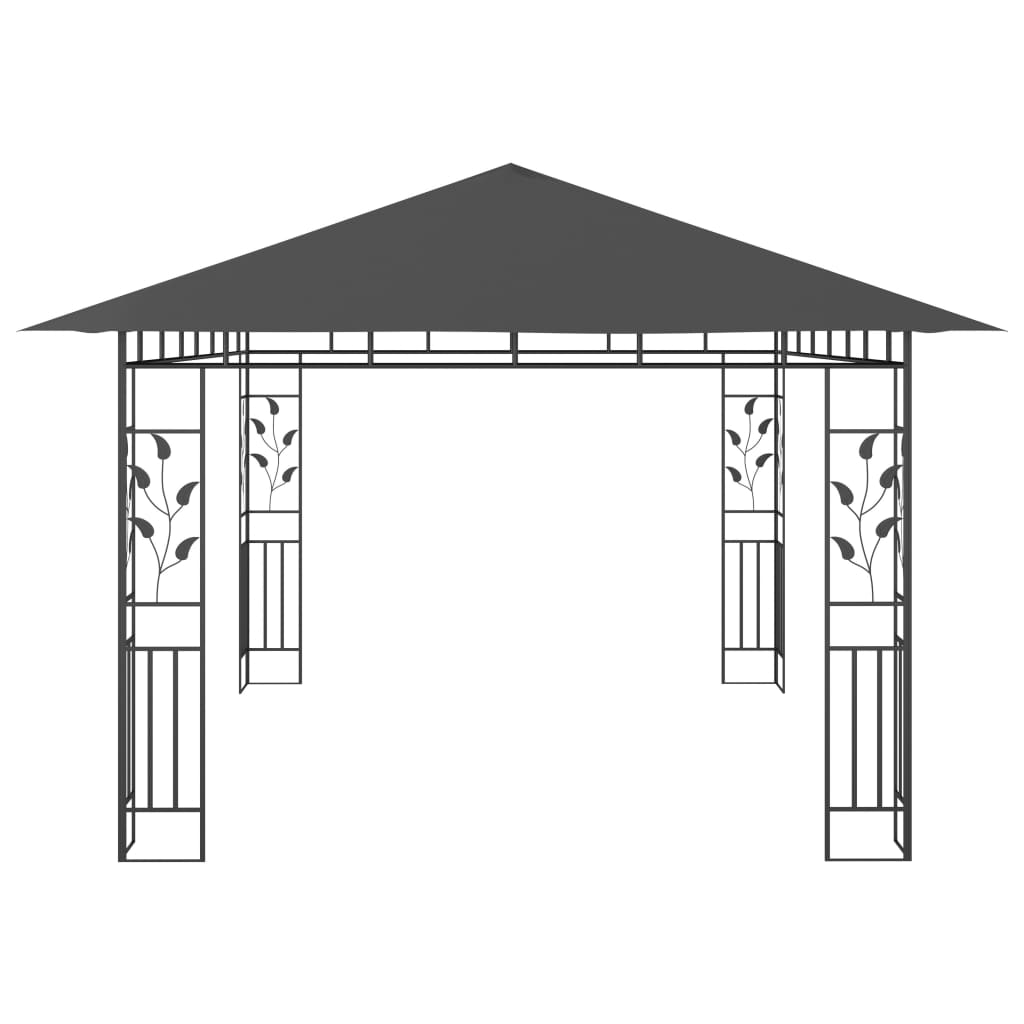 Pavillon mit Moskitonetz & LED-Lichterkette 4x3x2,73m Cremeweiß