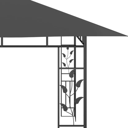 Pavillon mit Moskitonetz & LED-Lichterkette 4x3x2,73m Cremeweiß
