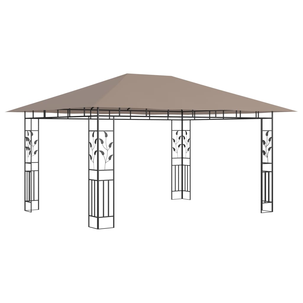 Pavillon mit Moskitonetz & LED-Lichterkette 4x3x2,73m Cremeweiß