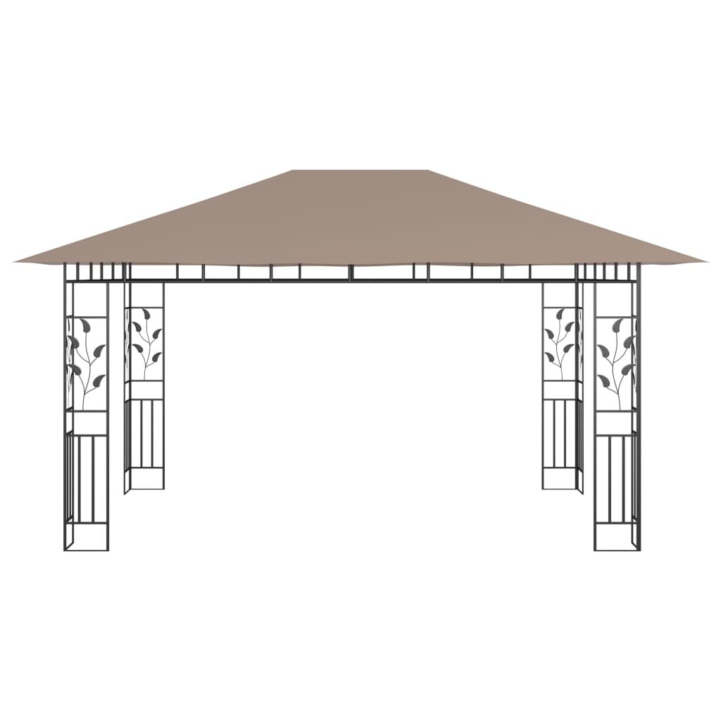 Pavillon mit Moskitonetz & LED-Lichterkette 4x3x2,73m Cremeweiß