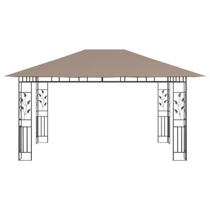 Pavillon mit Moskitonetz & LED-Lichterkette 4x3x2,73m Cremeweiß