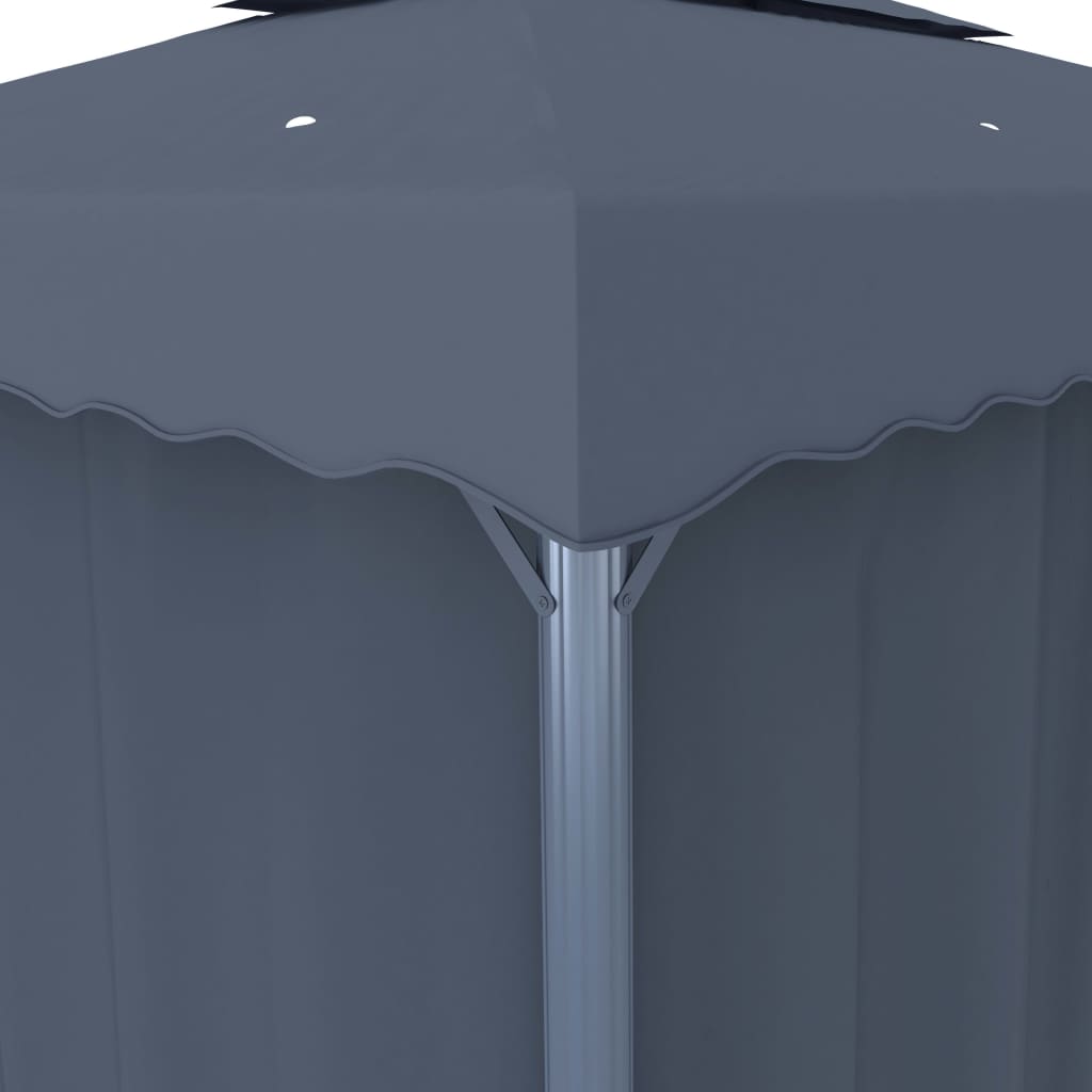 Pavillon mit Vorhängen & LED-Lichterkette 3x3 m Cremeweiß