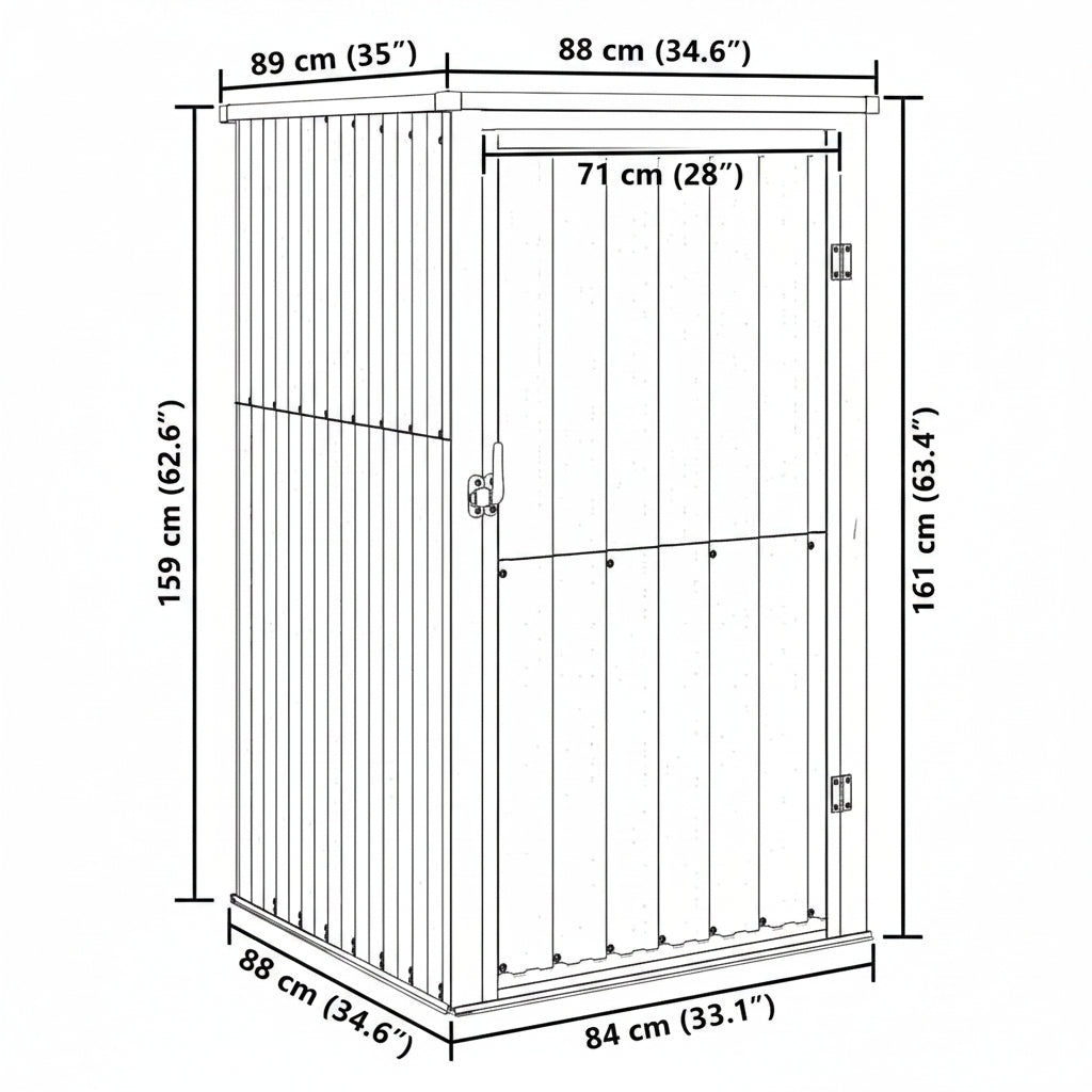 Gerätehaus Grau 88x89x161 cm Verzinkter Stahl