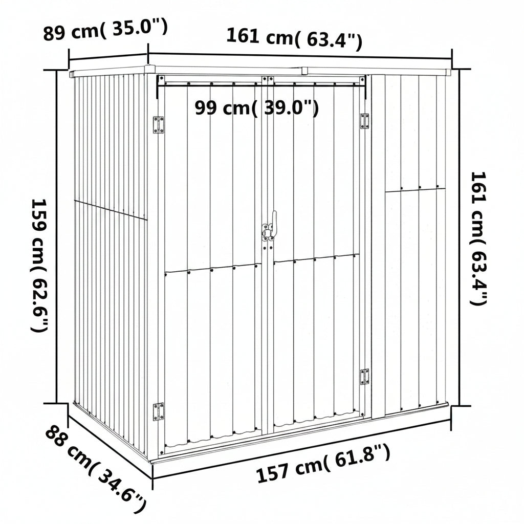 Gerätehaus Grün 161x89x161 cm Verzinkter Stahl