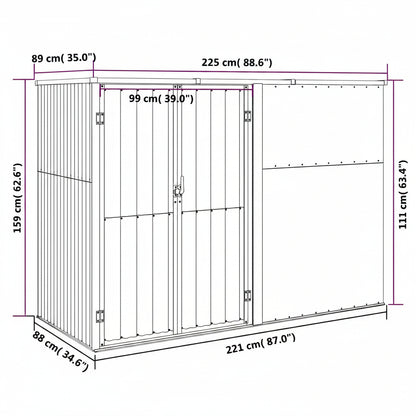 Gerätehaus Braun 225x89x161 cm Verzinkter Stahl