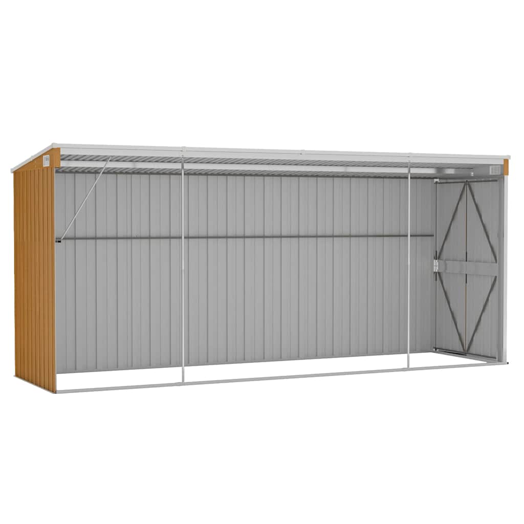 Anbauschuppen Braun 118x382x178 cm Verzinkter Stahl