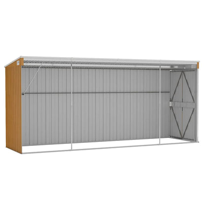 Anbauschuppen Braun 118x382x178 cm Verzinkter Stahl