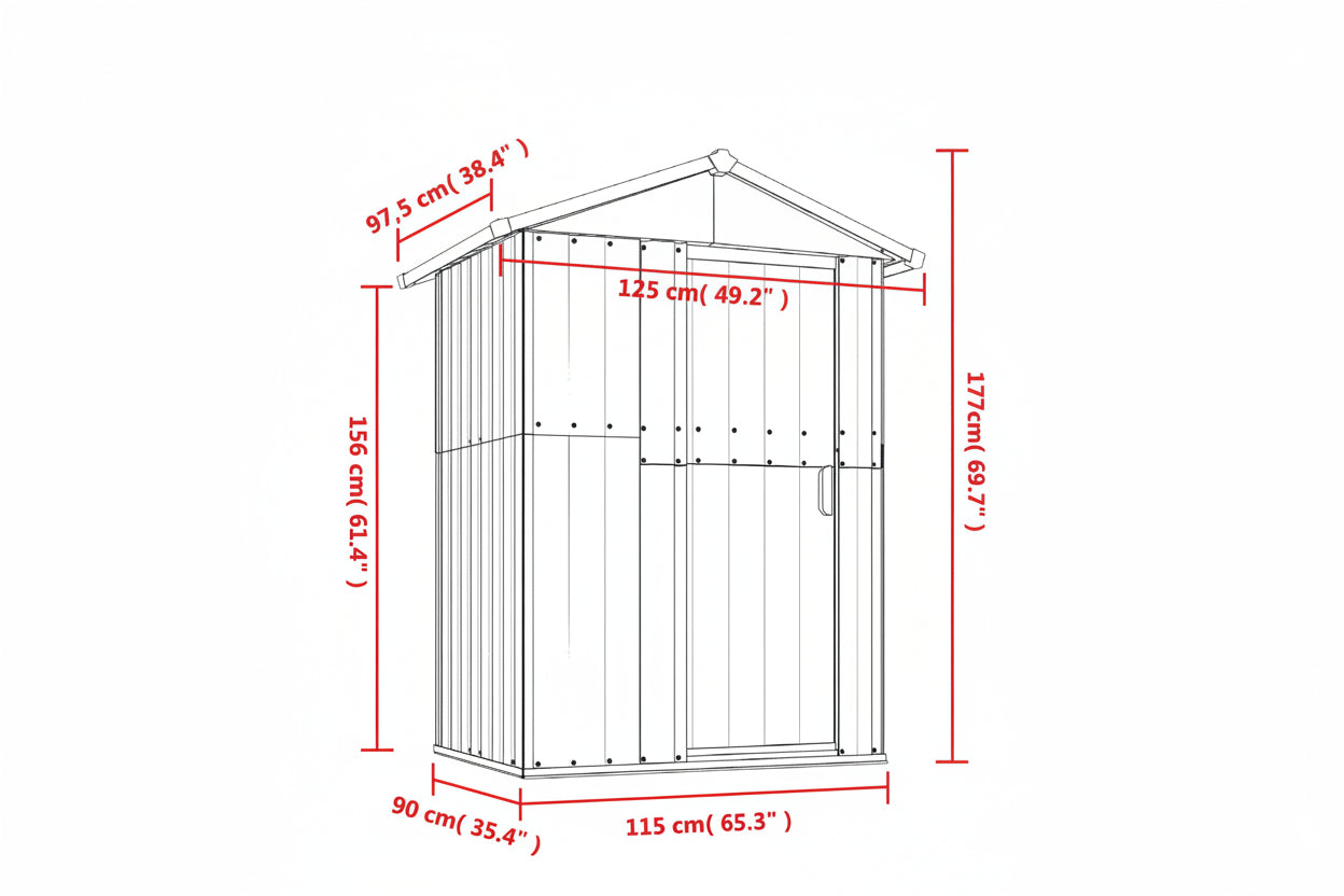 Gartenhaus 126X97,5X177 Cm Verzinkter Stahl