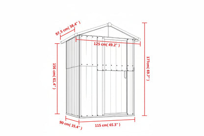 Gartenhaus 126X97,5X177 Cm Verzinkter Stahl