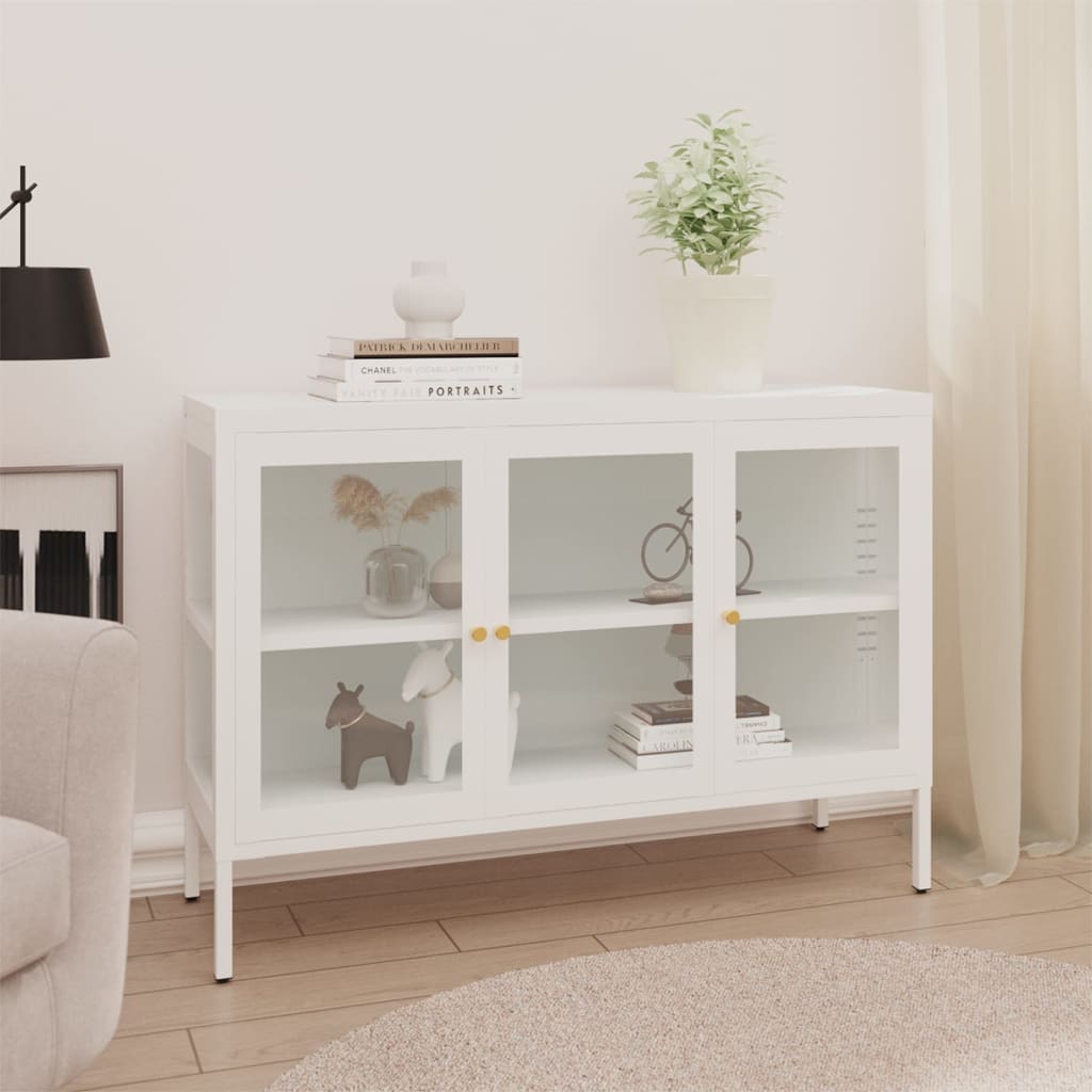 Sideboard 105X35X70 Cm Stahl Und Glas