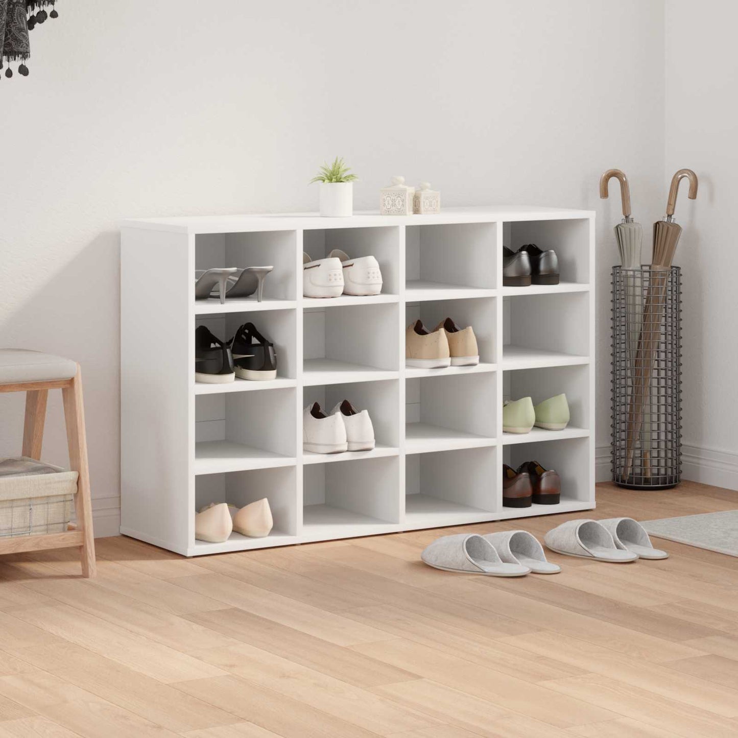 Schuhschrank mit Regal Weiß 103 x 30 x 67 cm Holzwerkstoff