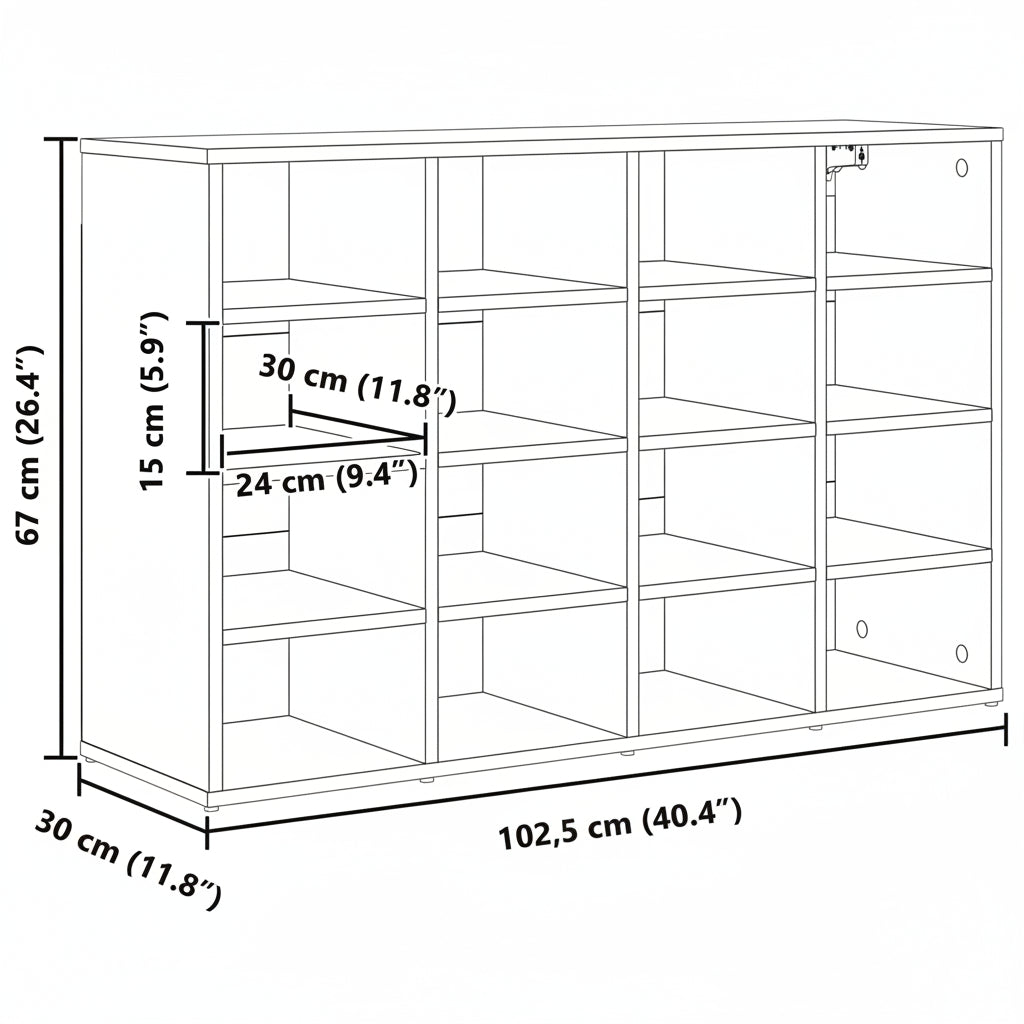Schuhschrank mit Regal Weiß 103 x 30 x 67 cm Holzwerkstoff