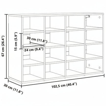 Schuhschrank mit Regal Weiß 103 x 30 x 67 cm Holzwerkstoff