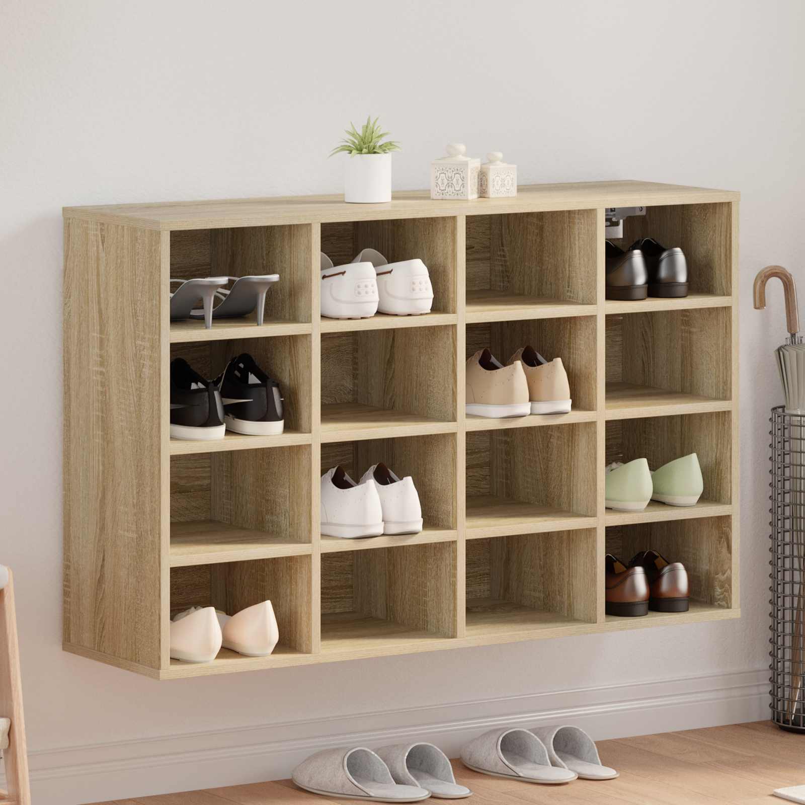 Schuhschrank mit Regal Weiß 103 x 30 x 67 cm Holzwerkstoff