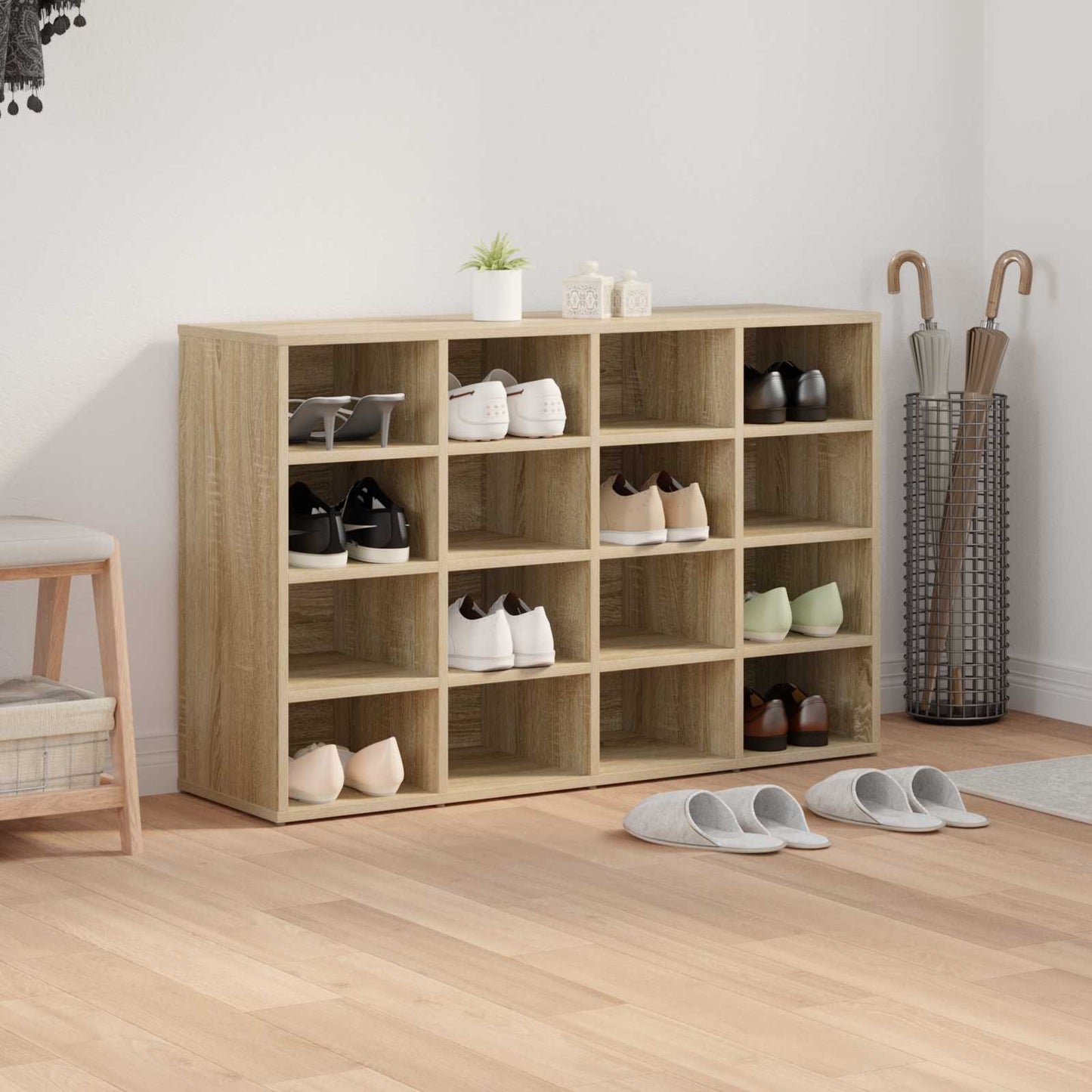 Schuhschrank mit Regal Weiß 103 x 30 x 67 cm Holzwerkstoff