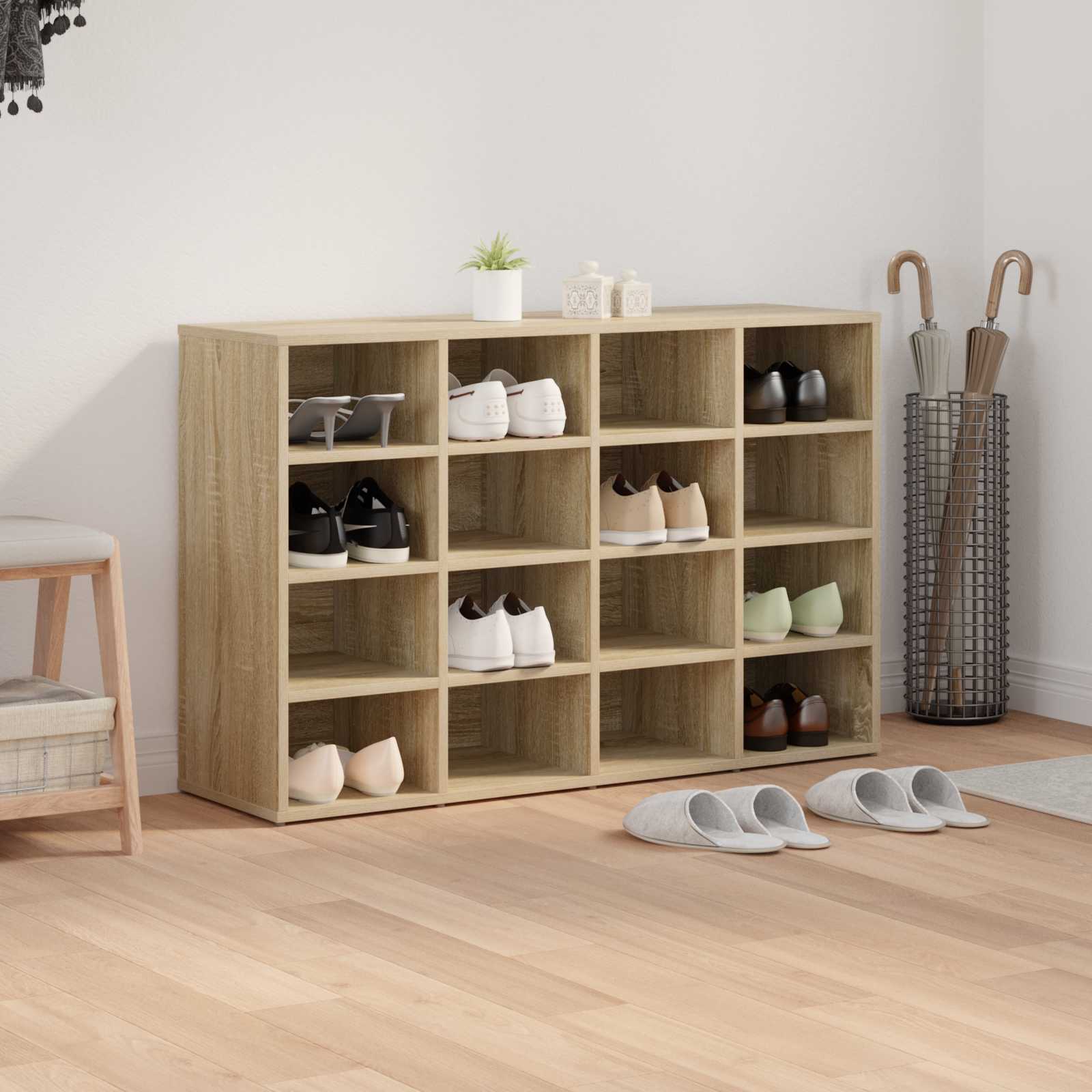 Schuhschrank mit Regal Weiß 103 x 30 x 67 cm Holzwerkstoff
