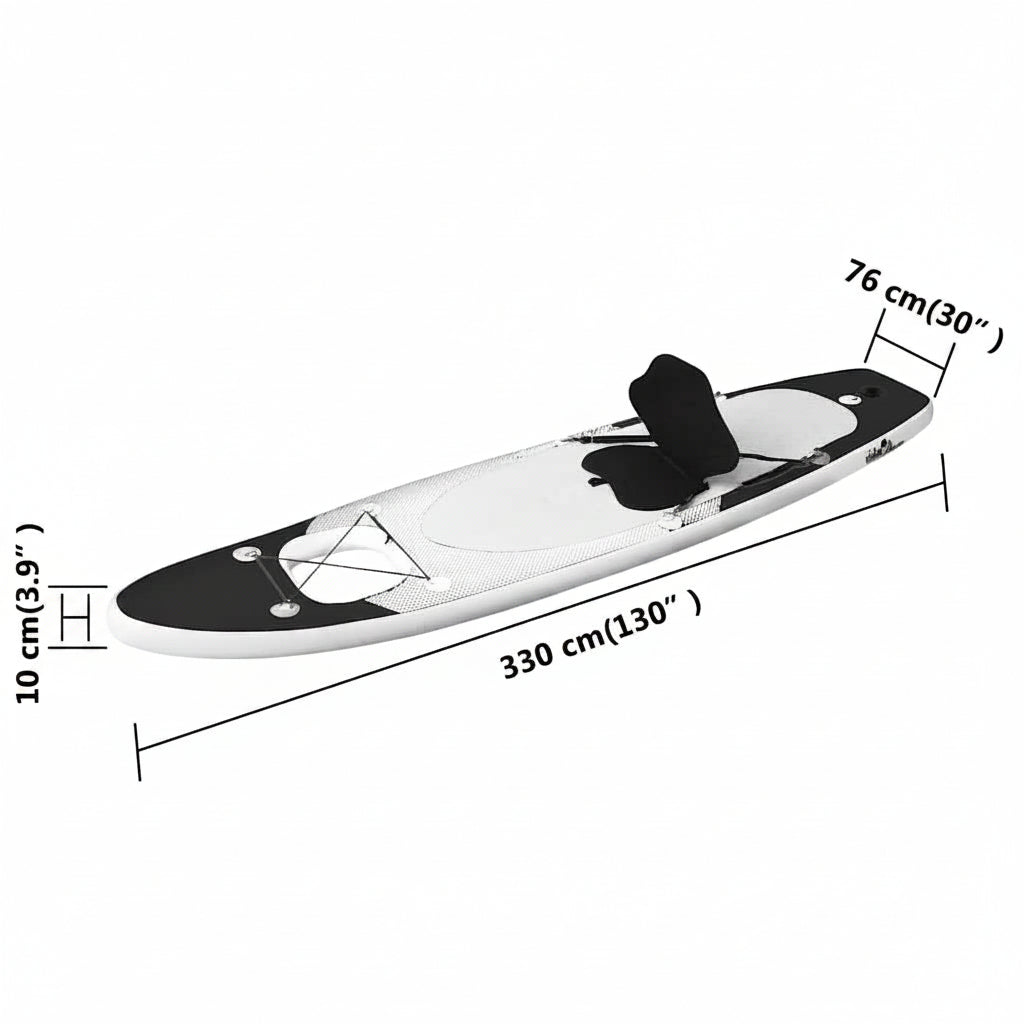 SUP-Board-Set Aufblasbar Schwarz 330x76x10 cm