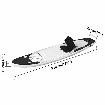 SUP-Board-Set Aufblasbar Schwarz 330x76x10 cm