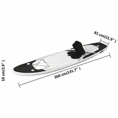 SUP-Board-Set Aufblasbar Schwarz 360x81x10 cm