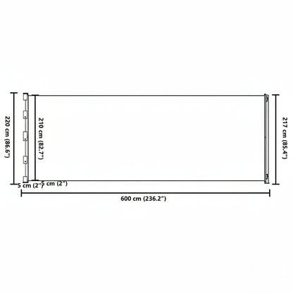 Seitenmarkise Ausziehbar 220x600 cm Braun