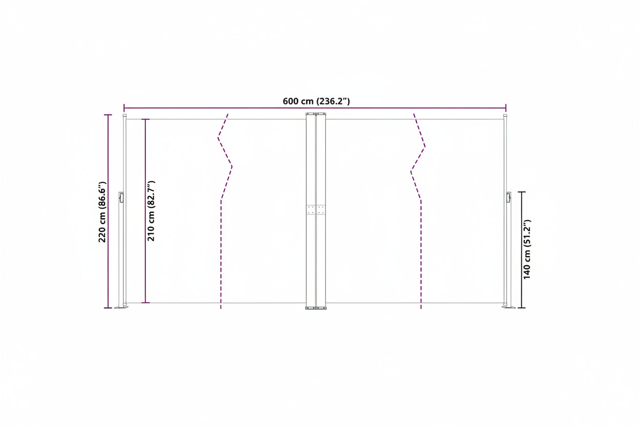 Seitenmarkise Ausziehbar Rot 200x600 cm