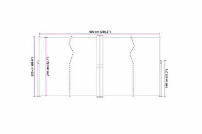 Seitenmarkise Ausziehbar Rot 200x600 cm
