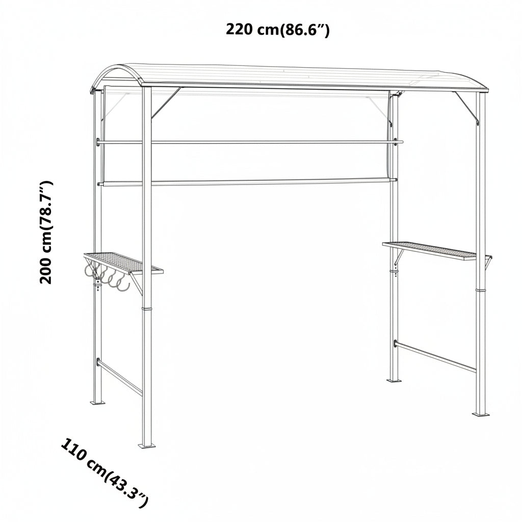 Pavillon mit Dach 220x110x200 cm Anthrazit