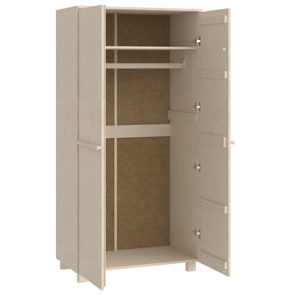 Kleiderschrank HAMAR Hellgrau 89x50x180 cm Massivholz Kiefer