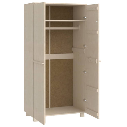 Kleiderschrank HAMAR Hellgrau 89x50x180 cm Massivholz Kiefer