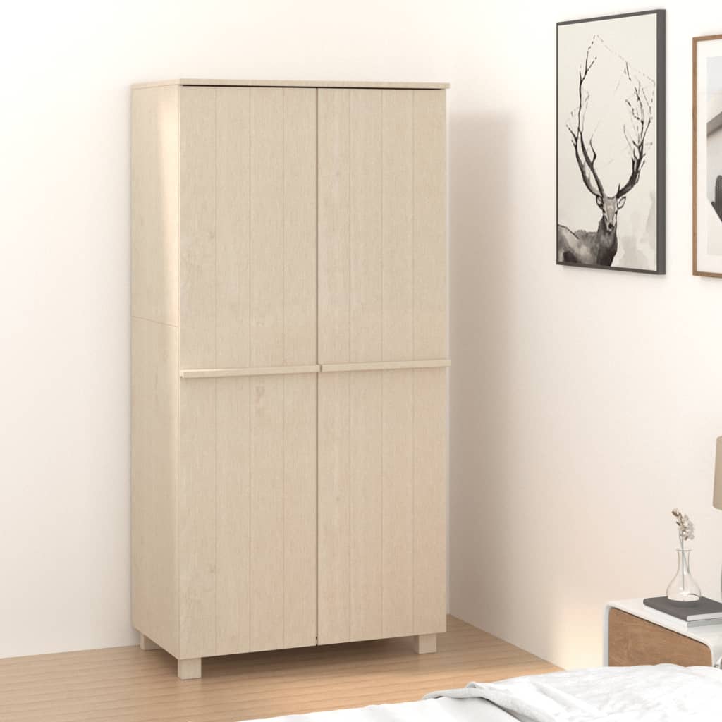 Kleiderschrank HAMAR Hellgrau 89x50x180 cm Massivholz Kiefer