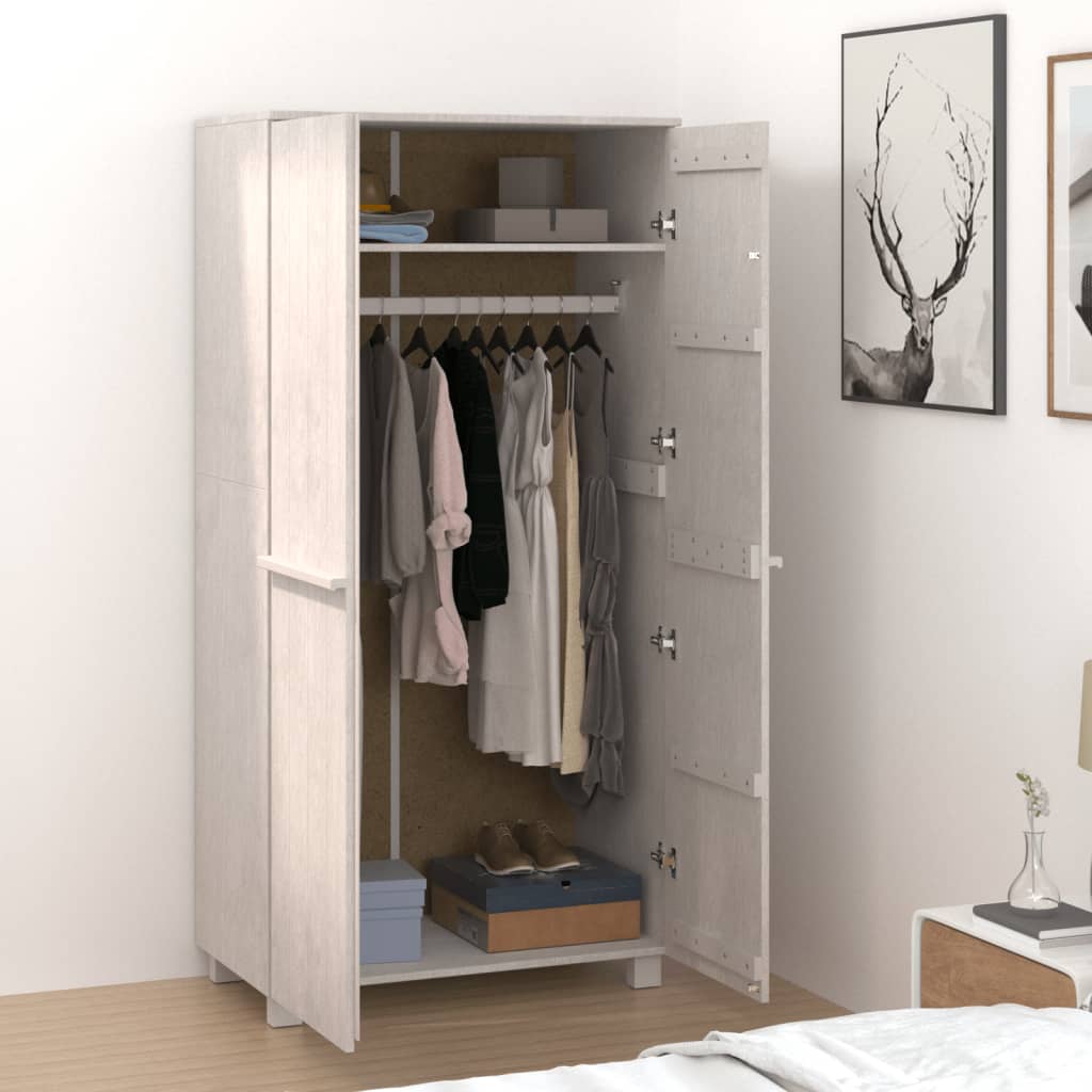 Kleiderschrank HAMAR Hellgrau 89x50x180 cm Massivholz Kiefer